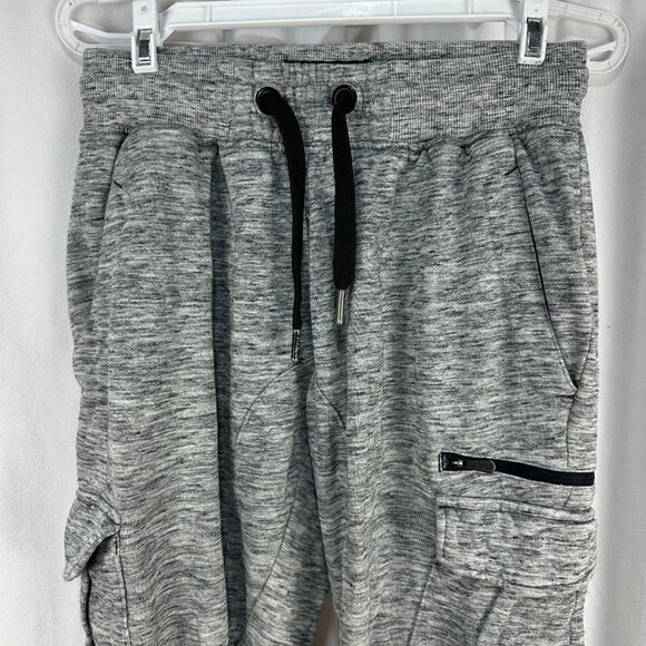 CSG Gray Heather Cargo Jogger Pants Drawstring Waist Mens Small Elastic Cuffs - Picture 2 of 7